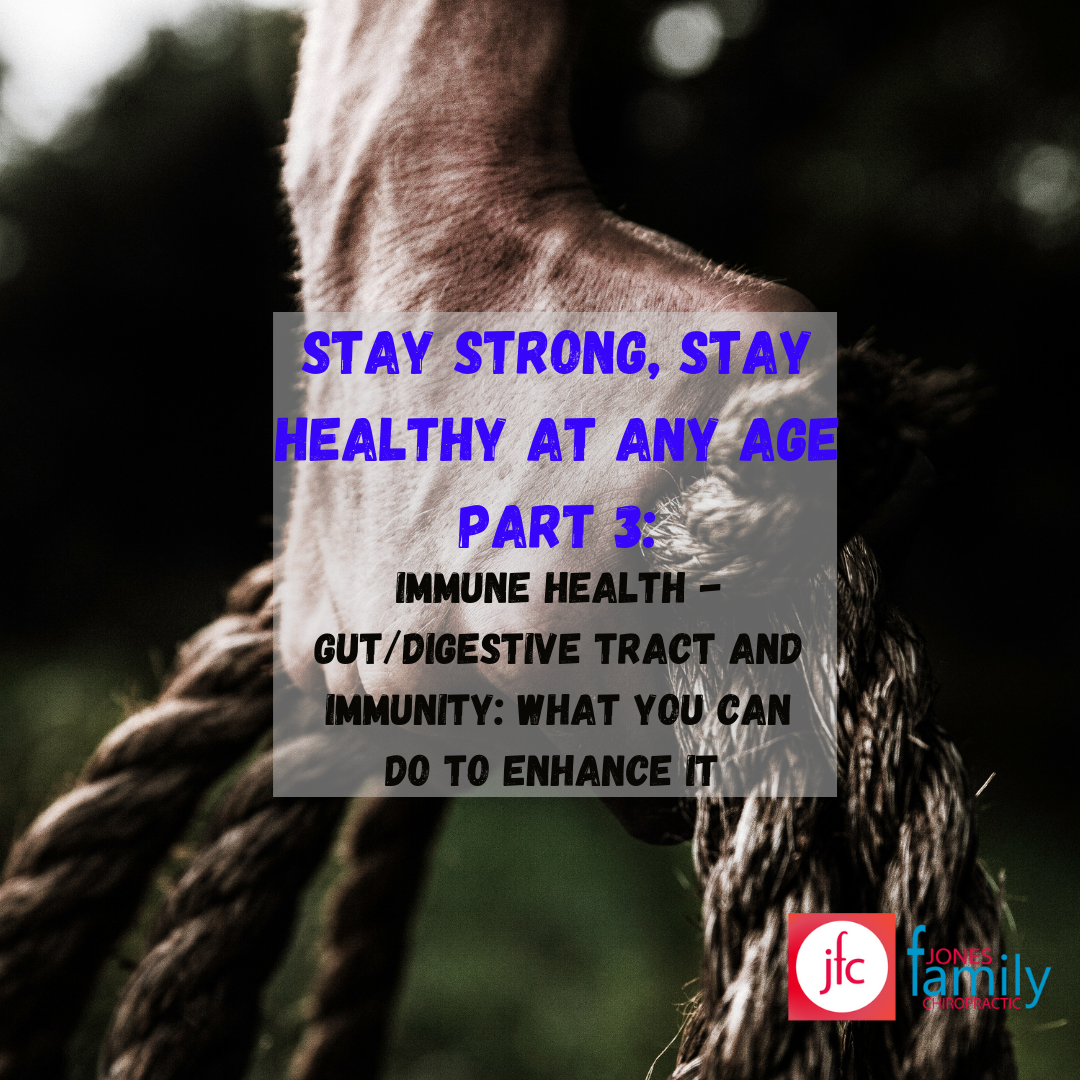 You are currently viewing Stay Strong, Stay Healthy at any Age Part 3:  Immune Health – Gut/Digestive tract and immunity: what you can do to enhance it – Dr. Jason Jones Elizabeth City NC, Chiropractor